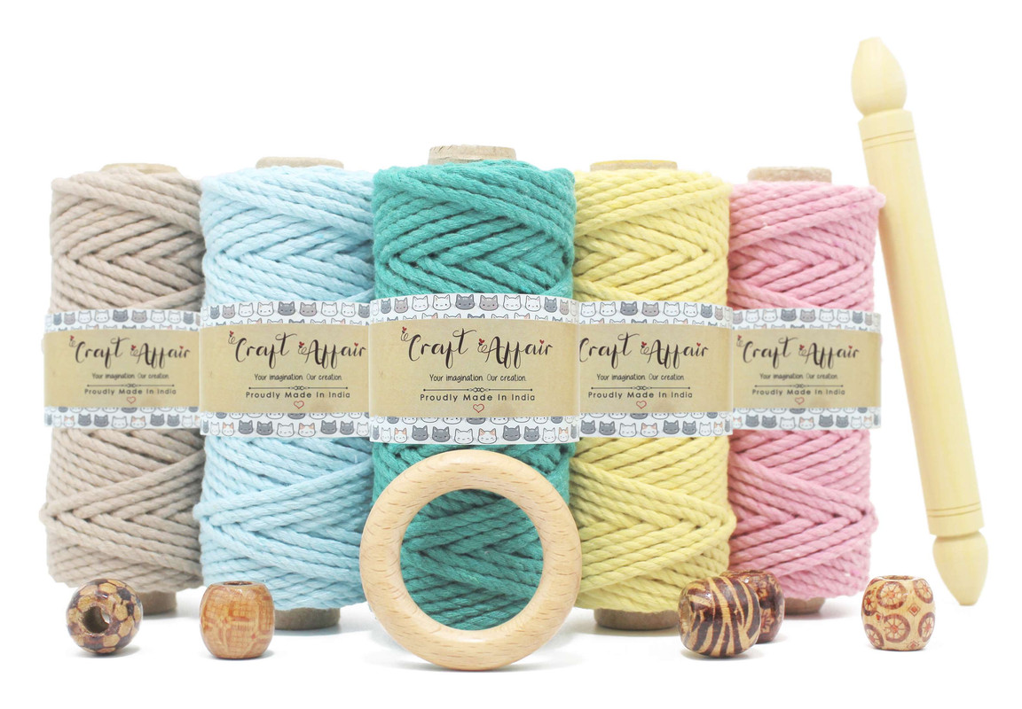 Sea Green - 3 mm Twisted Macrame Cord | Twisted macrame Cord | Macrame cord | Macrame Combo | Adikala Craft Store | Art Craft | collection | Projects | DIY | Craft | Craft Making