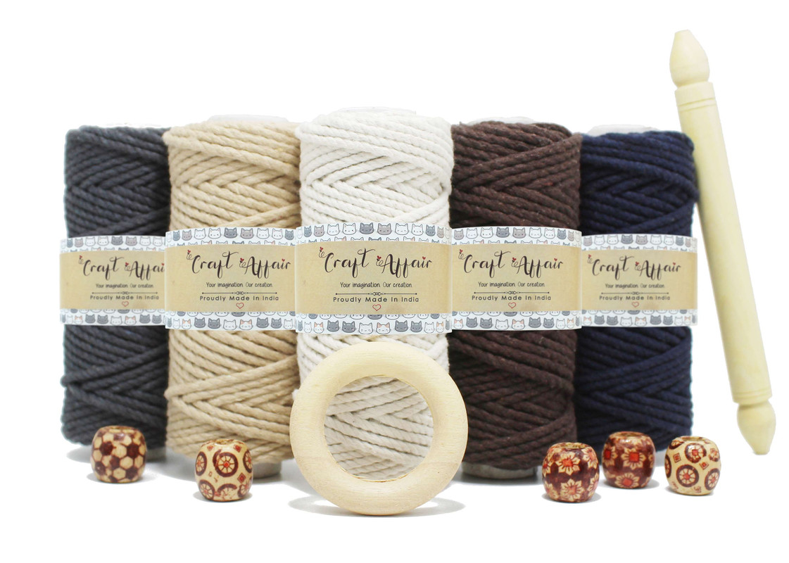 White - 3 mm Twisted Macrame Cord | Twisted macrame Cord | Macrame cord | Macrame Combo | Adikala Craft Store | Art Craft | collection | Projects | DIY | Craft | Craft Making