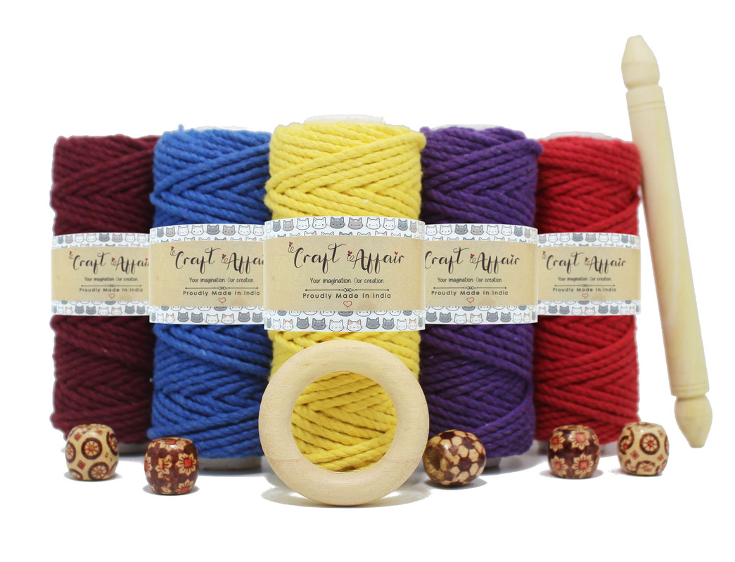 Lemon - 3 mm Twisted Macrame Cord | Twisted macrame Cord | Macrame cord | Macrame Combo | Adikala Craft Store | Art Craft | collection | Projects | DIY | Craft | Craft Making