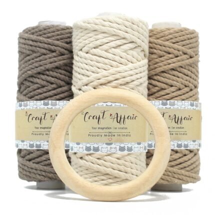 Off White - 3 mm Twisted Macrame Cord | Twisted macrame Cord | Macrame cord | Macrame Combo | Adikala Craft Store | Art Craft | collection | Projects | DIY | Craft | Craft Making