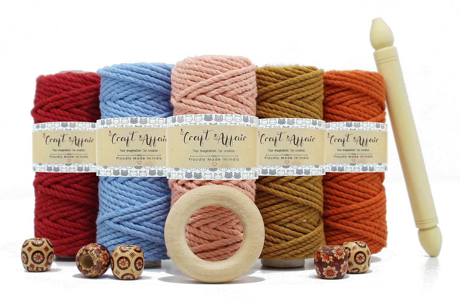Peach - 3 mm Twisted Macrame Cord | Twisted macrame Cord | Macrame cord | Macrame Combo | Adikala Craft Store | Art Craft | collection | Projects | DIY | Craft | Craft Making