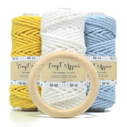 White - 3 mm Twisted Macrame Cord | Twisted macrame Cord | Macrame cord | Macrame Combo | Adikala Craft Store | Art Craft | collection | Projects | DIY | Craft | Craft Making