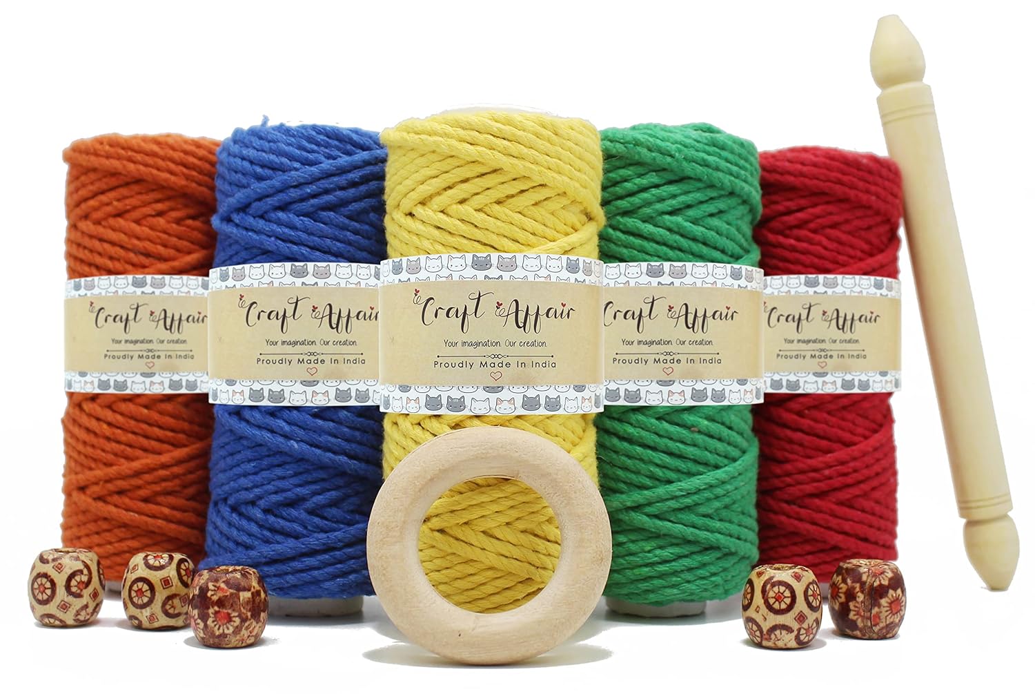 Lemon - 3 mm Twisted Macrame Cord | Twisted macrame Cord | Macrame cord | Macrame Combo | Adikala Craft Store | Art Craft | collection | Projects | DIY | Craft | Craft Making