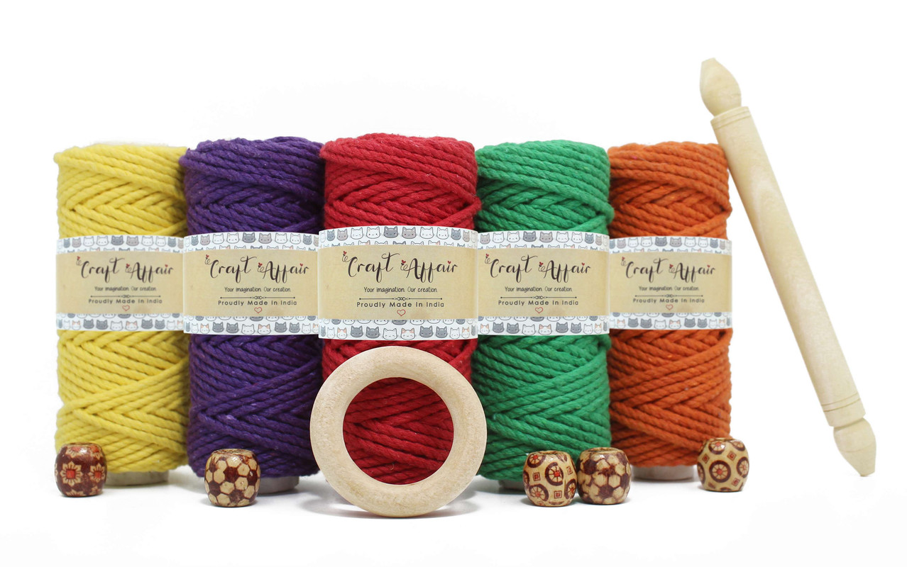 Red - 3 mm Twisted Macrame Cord | Twisted macrame Cord | Macrame cord | Macrame Combo | Adikala Craft Store | Art Craft | collection | Projects | DIY | Craft | Craft Making