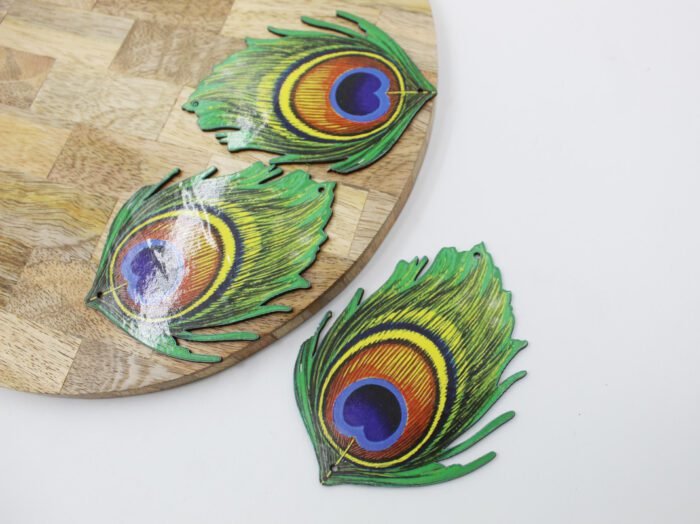 MDF Mor Pankh (4x10cm) | Decorative Craft Cutout - Image 2